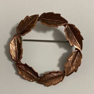 Vintage Copper Bell Leaf Brooch